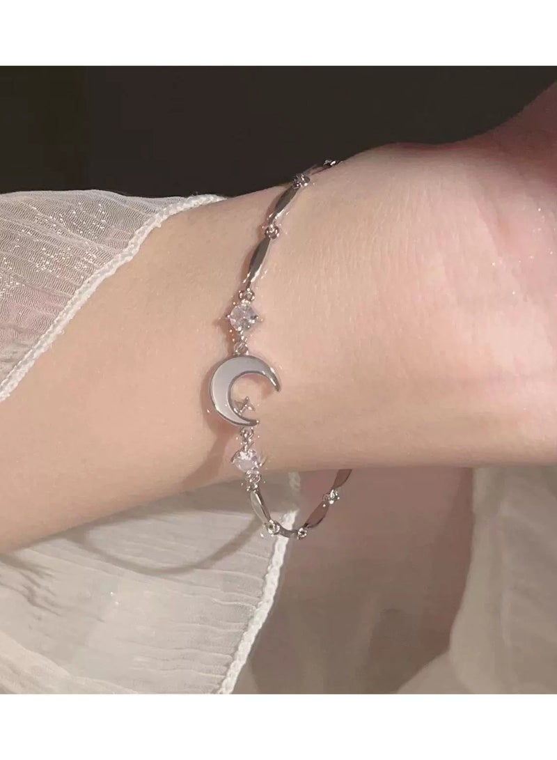 Moon  Stars Bracelet – Dainty Celestial Jewelry, Luxury-Inspired Gift for Girlfriend or Best Friend - Image 2